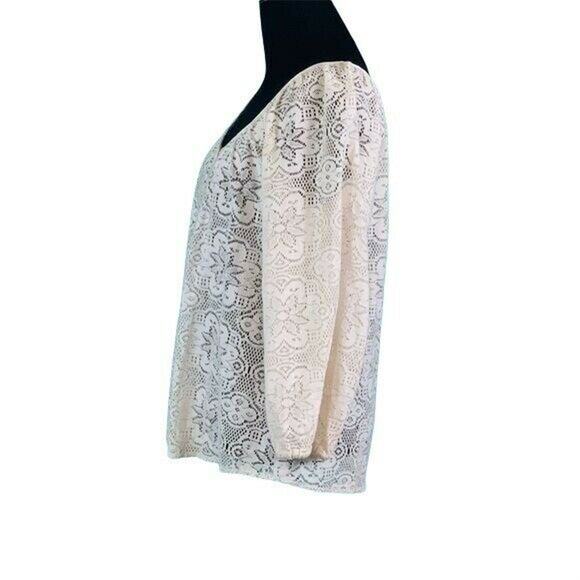 Lucky Brand Ivory Victorian Button Boho Tunic Blouse size XS - Picture 7 of 9